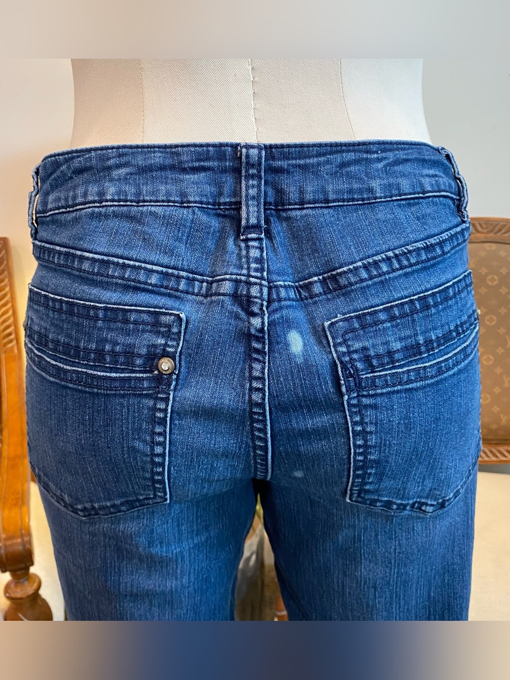 Cache Dark Blue Denim Jeans with Lace-Up Corset Leg Details, Size 8 30" Waist - Picture 4 of 8